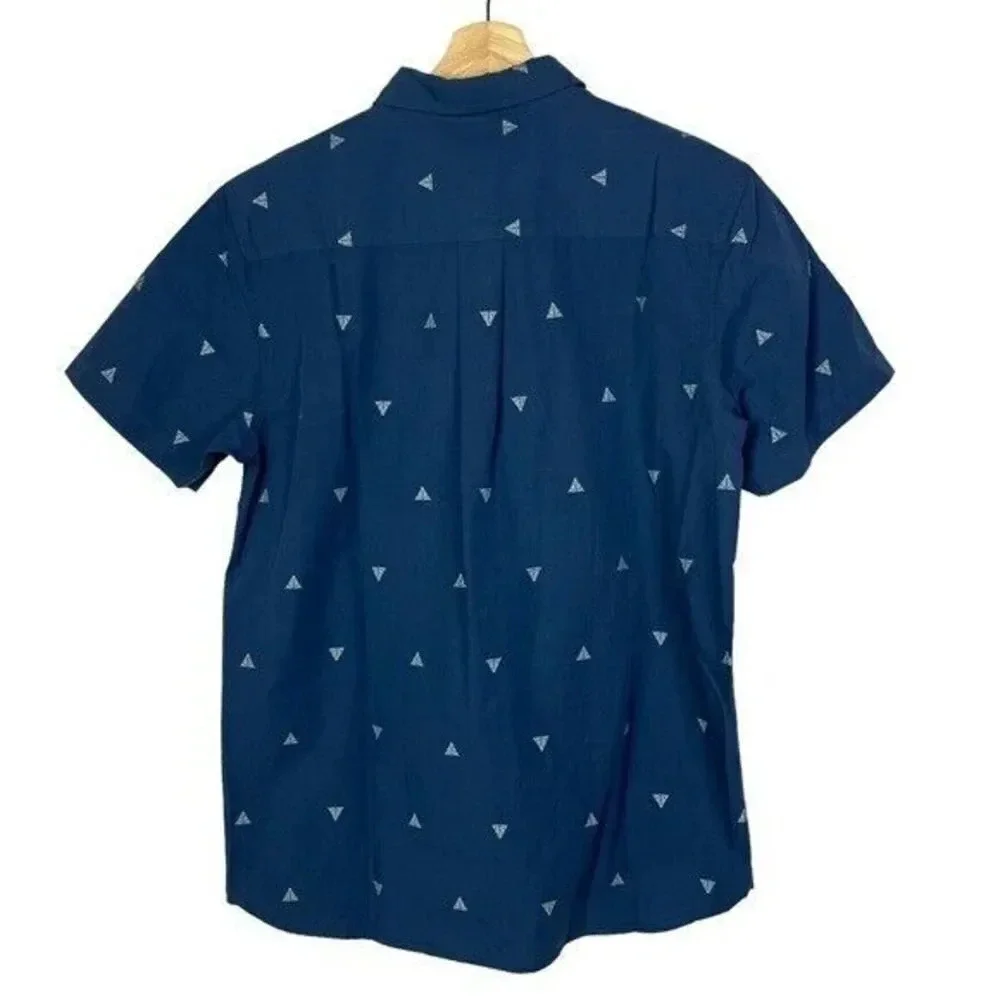 The North Face Blue Baytrail White Printed Short Sleeve Button Down M